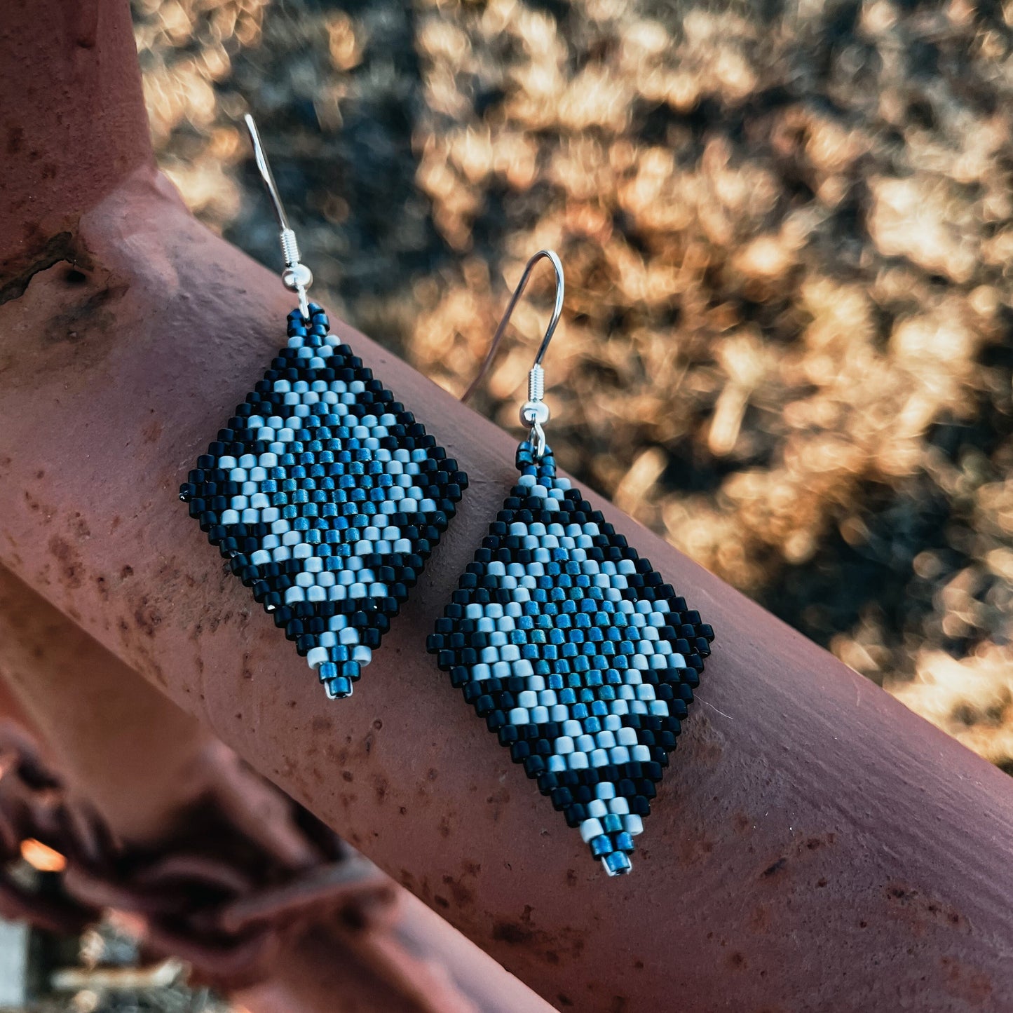 "Dakota" Black and Grey Southwestern Beaded Earrings