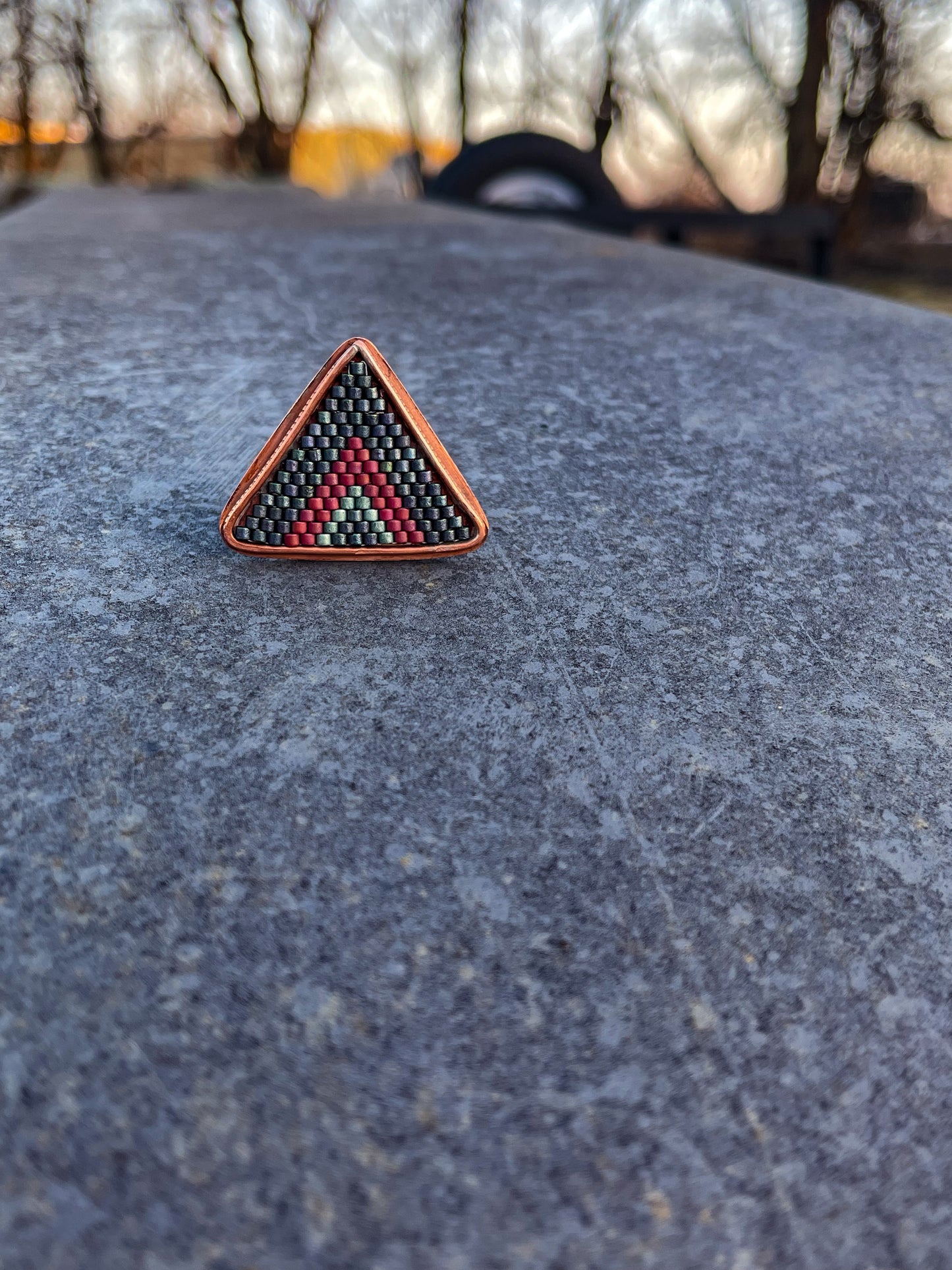 “Shania” Handmade Ring with Beaded Inlay