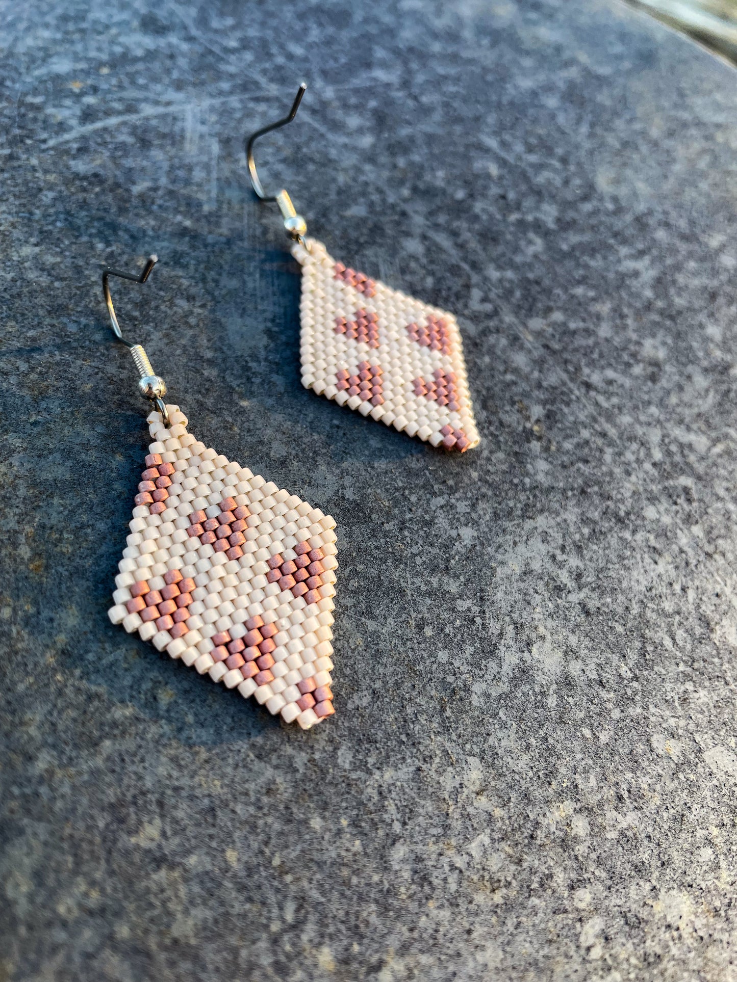 “Courtney” Pink Heart Beaded Earrings