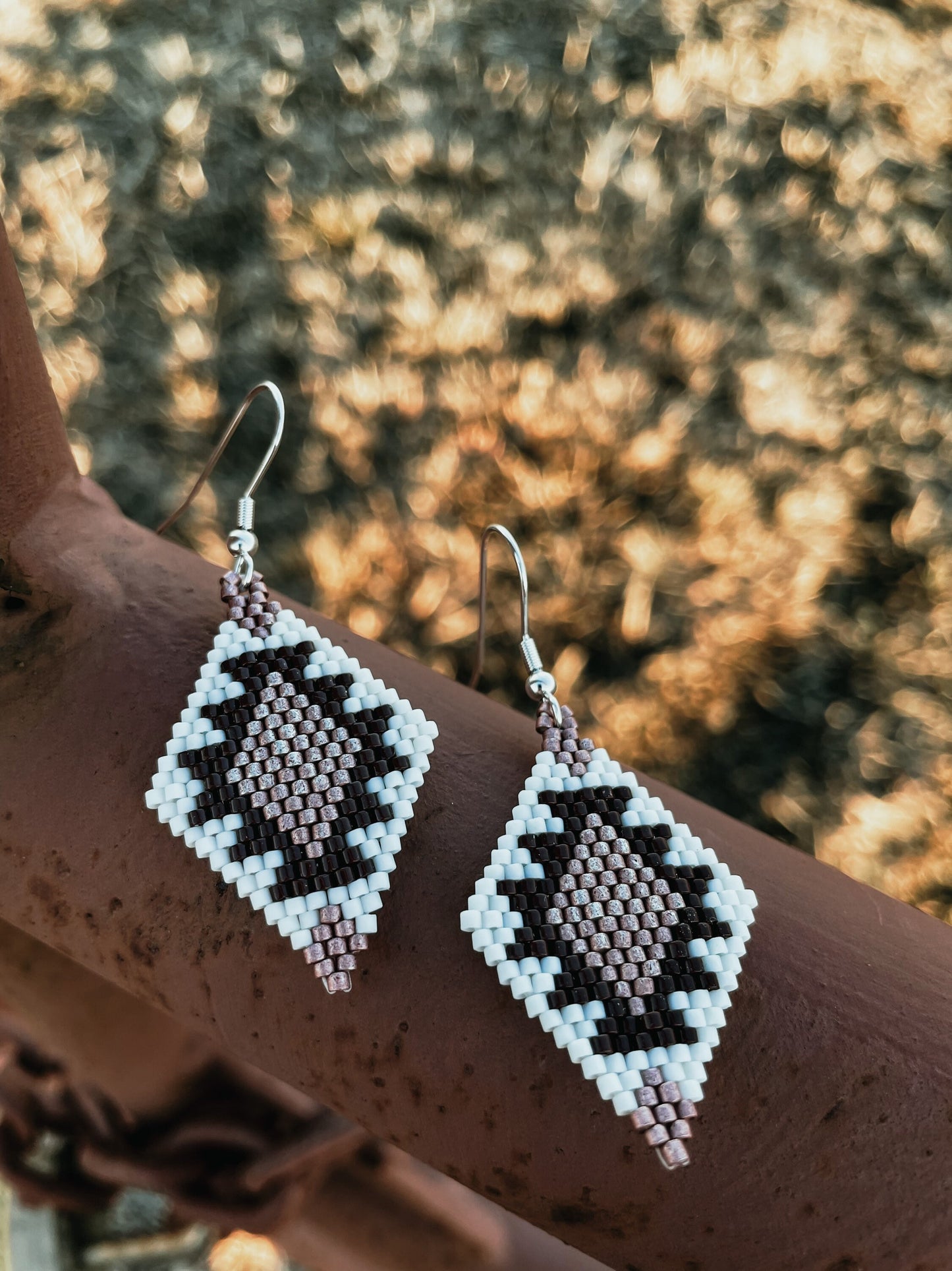 "Nevada" White and Pink Southwestern Beaded Earrings