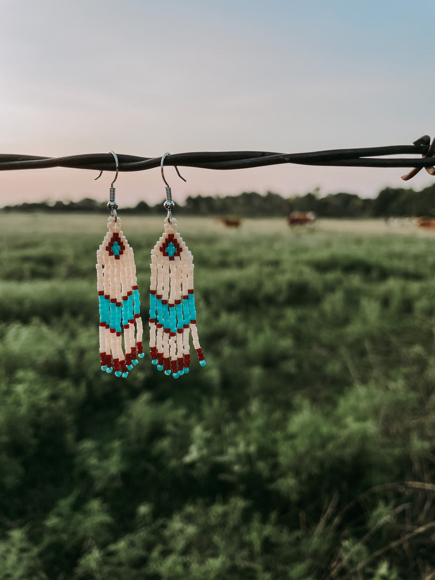 "Etta" Dainty Southwestern Beaded Fringe Earrings