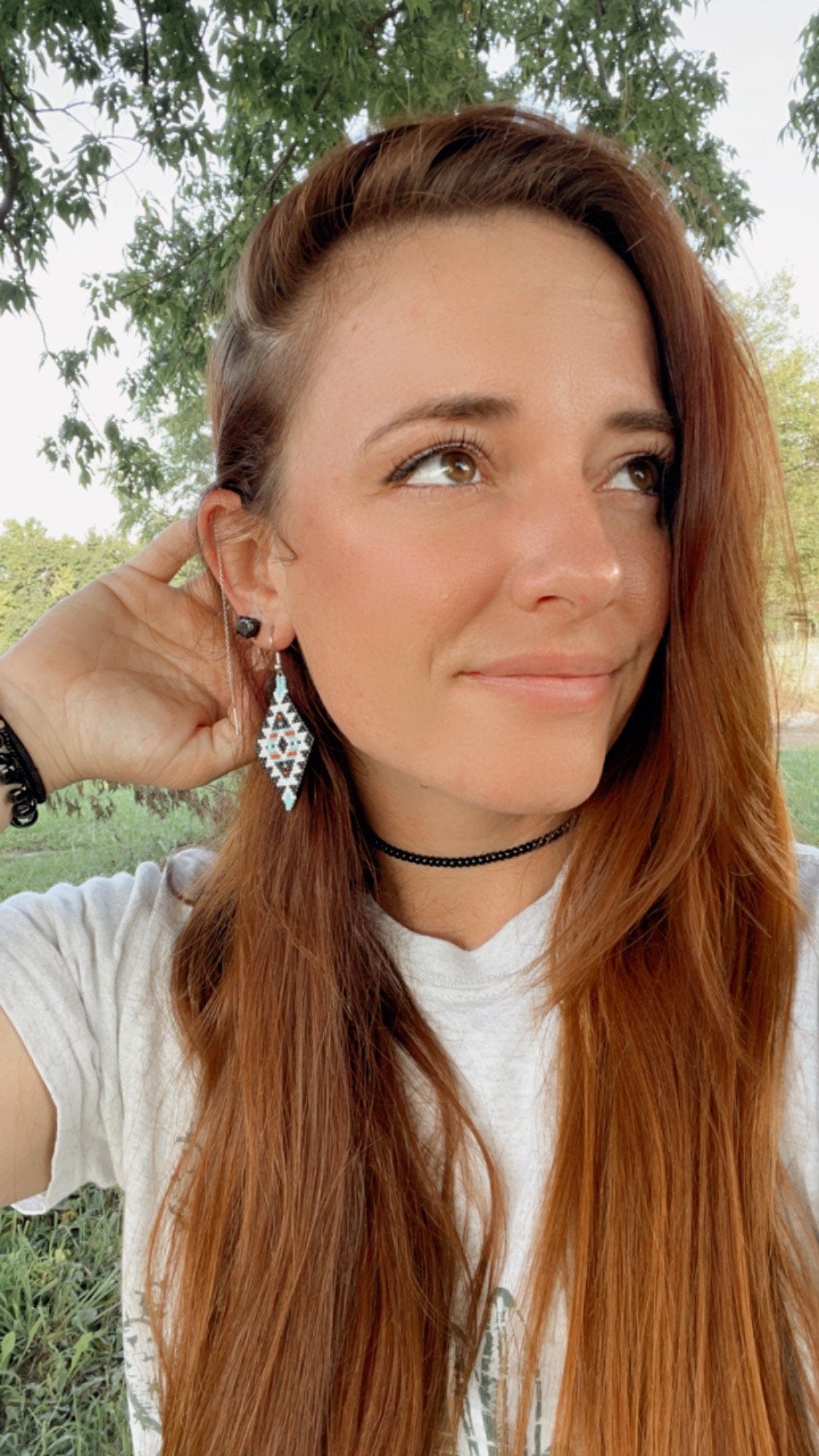 "Hadley" Black and White Southwestern Beaded Earrings