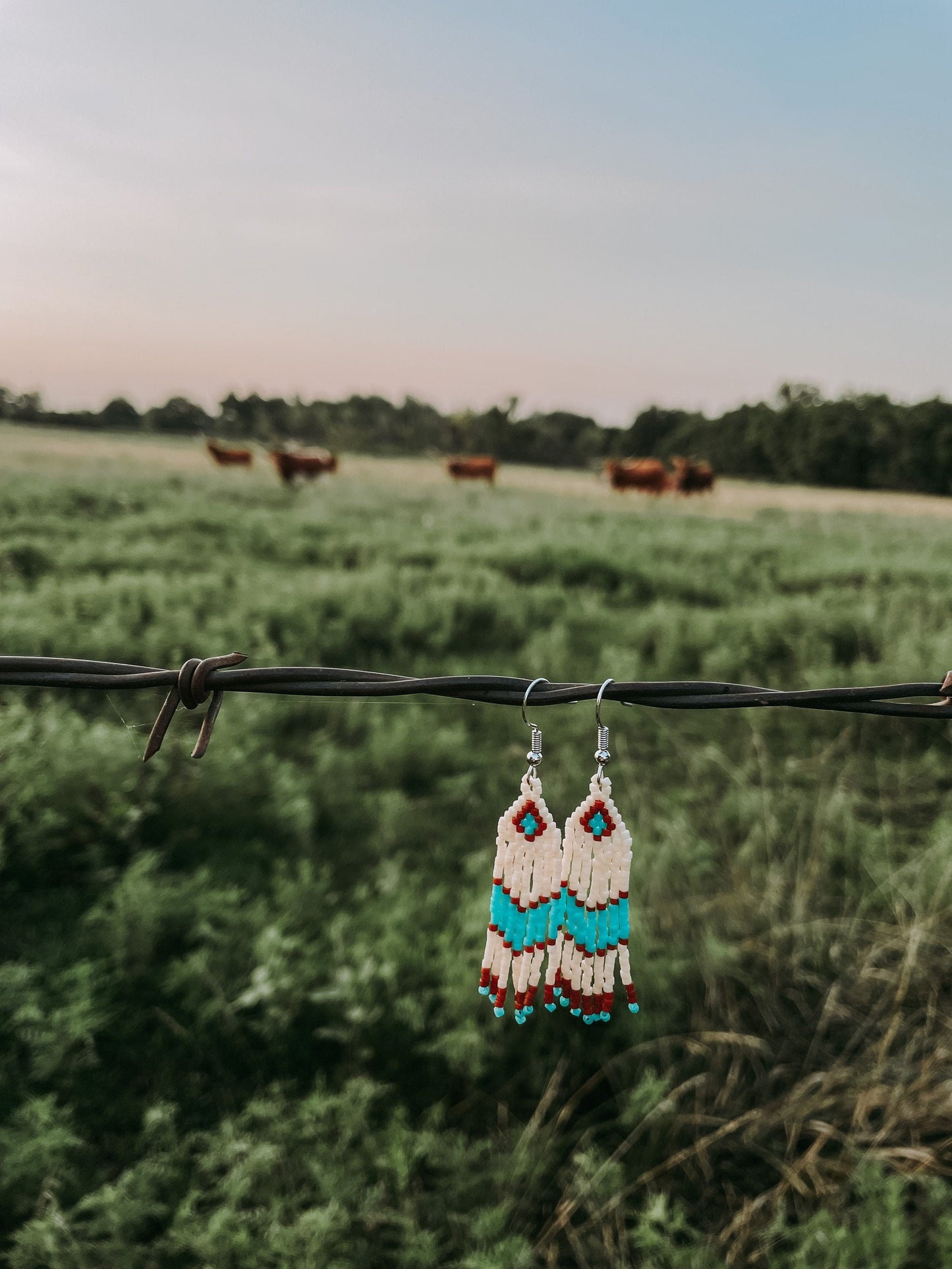 "Etta" Dainty Southwestern Beaded Fringe Earrings