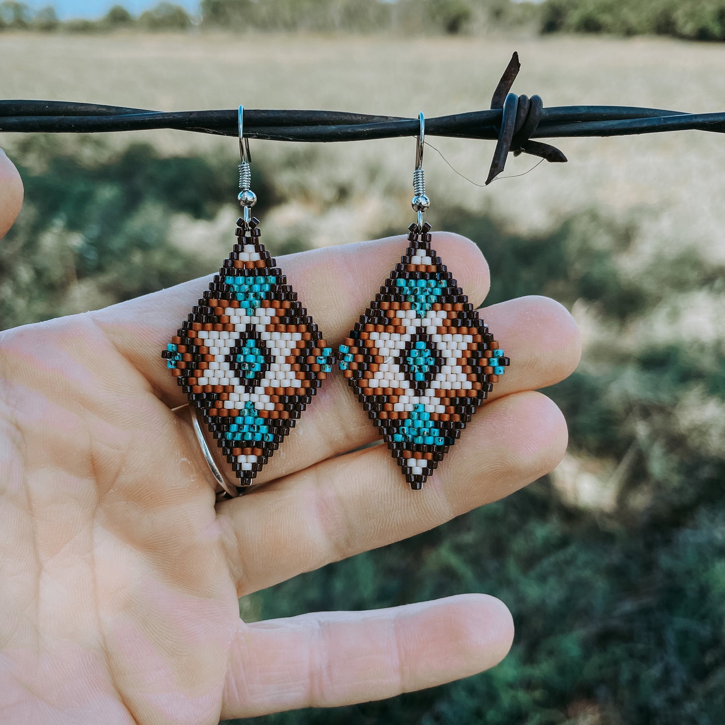 "Lorrie" Natural Turquoise Southwestern Beaded Earrings