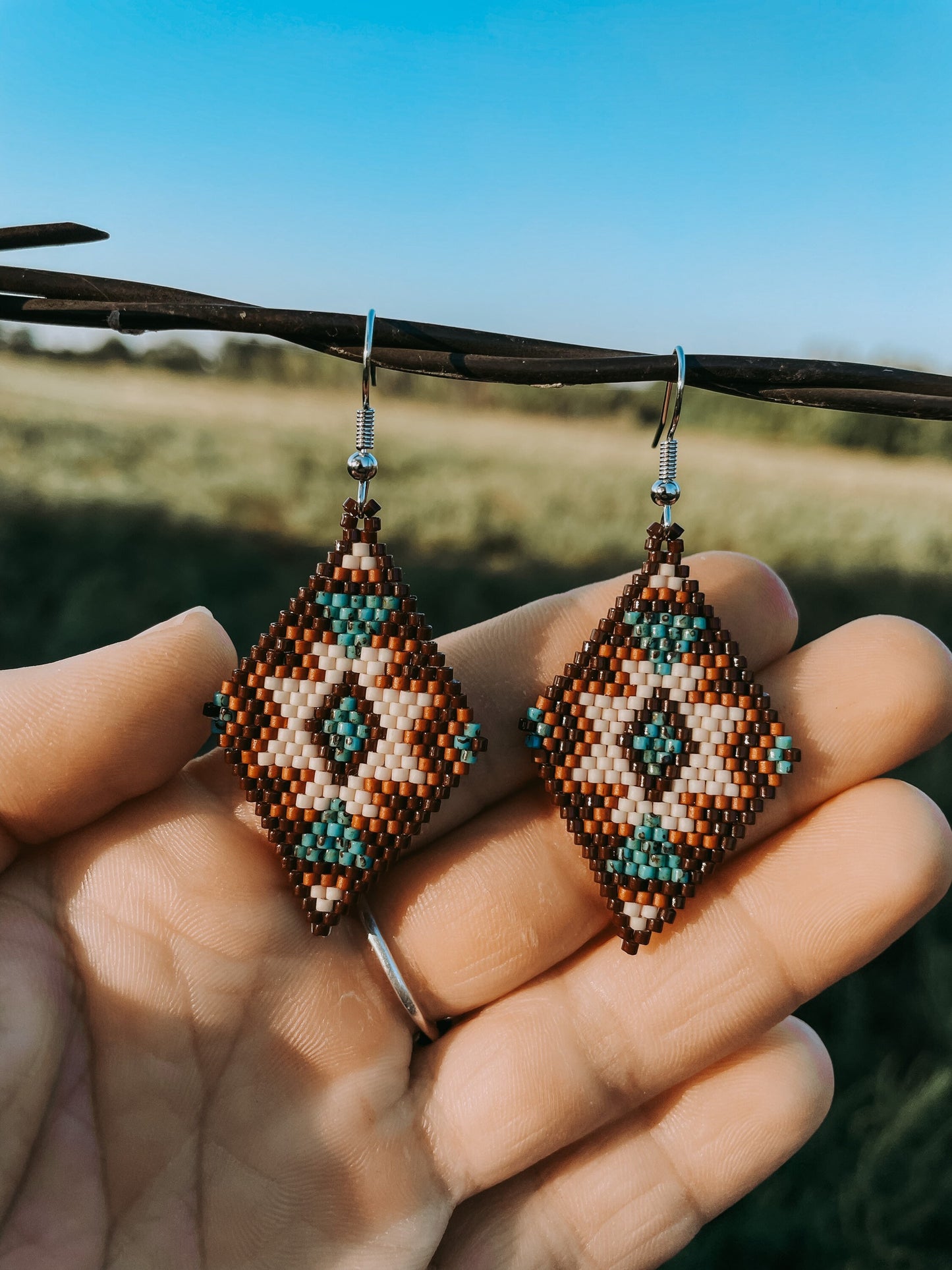"Lorrie" Natural Turquoise Southwestern Beaded Earrings