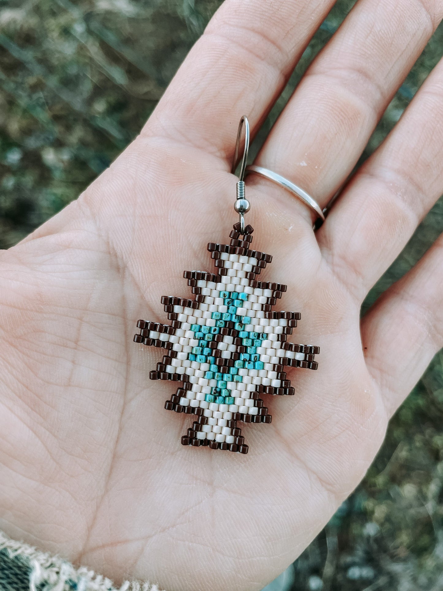 "Delilah" Cream Western Geometric Beaded Earrings