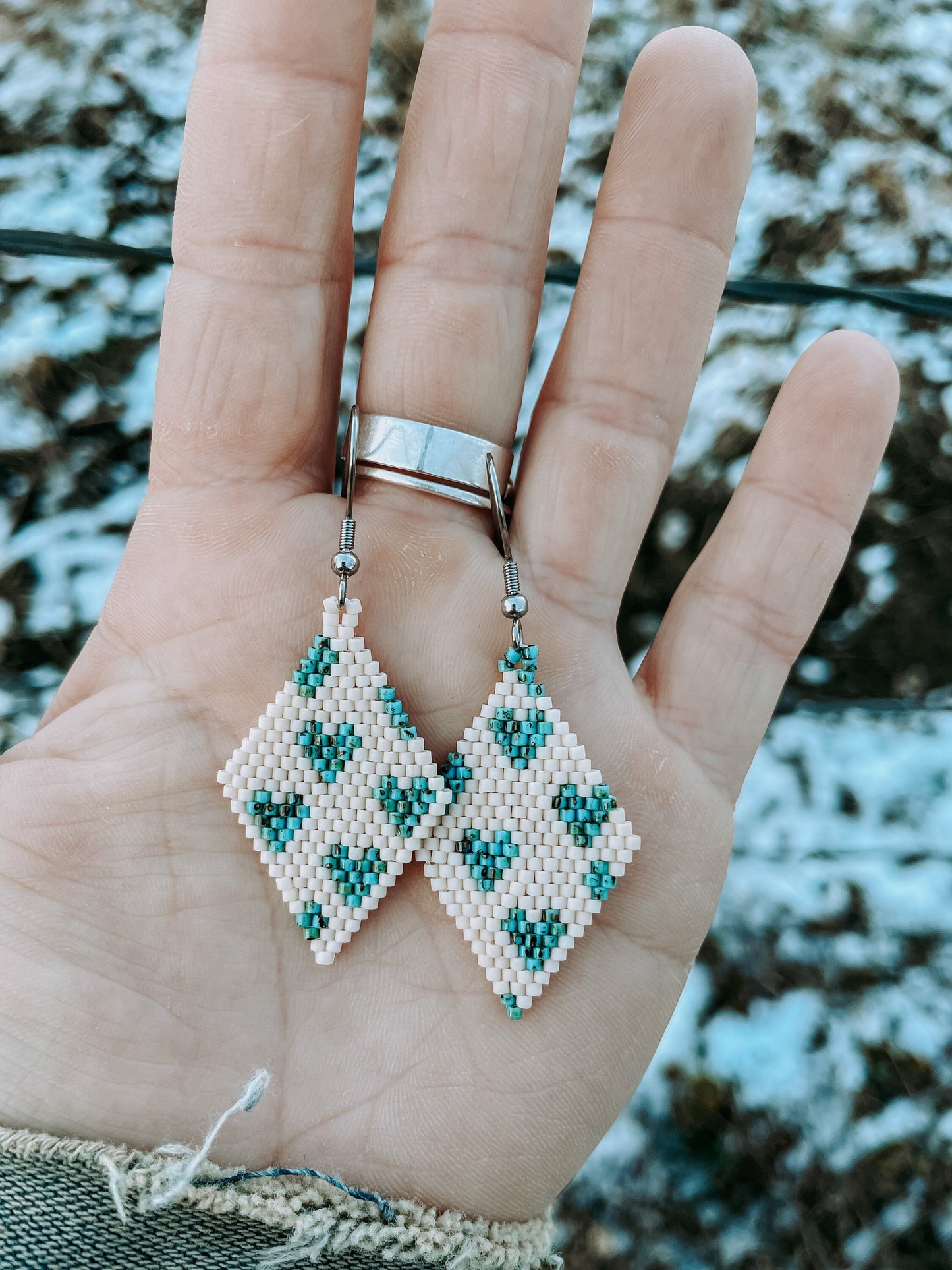 "Lucy" Turquoise Heart Beaded Earrings
