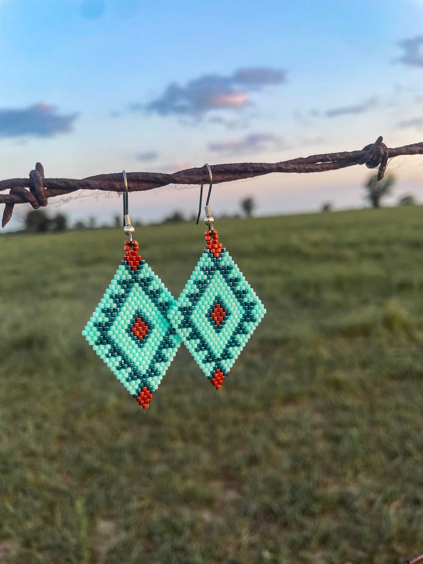 "Vera" Turquoise and Copper Southwestern Beaded Earrings