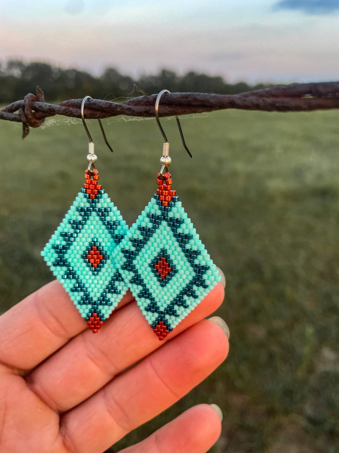 "Vera" Turquoise and Copper Southwestern Beaded Earrings