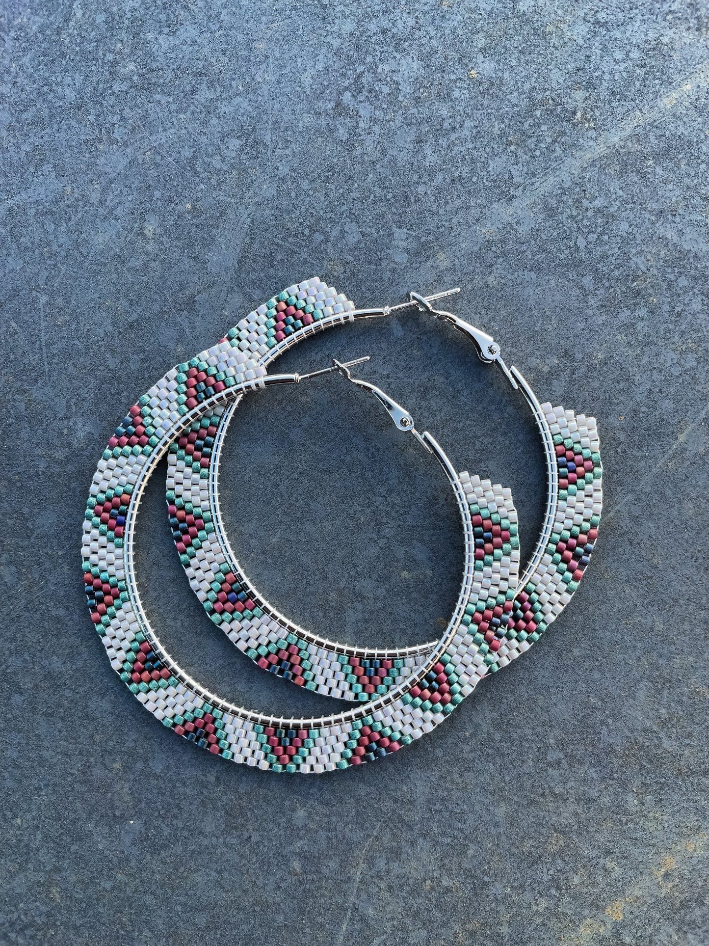 “Miley” Silver Beaded Hoop Earrings