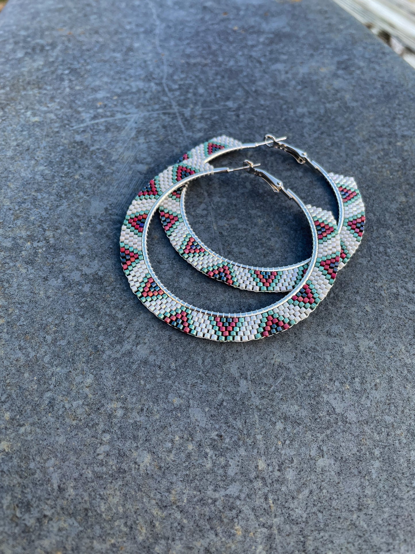 “Miley” Silver Beaded Hoop Earrings