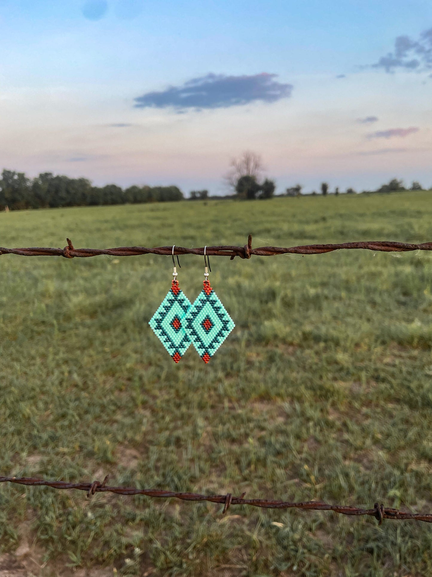 "Vera" Turquoise and Copper Southwestern Beaded Earrings