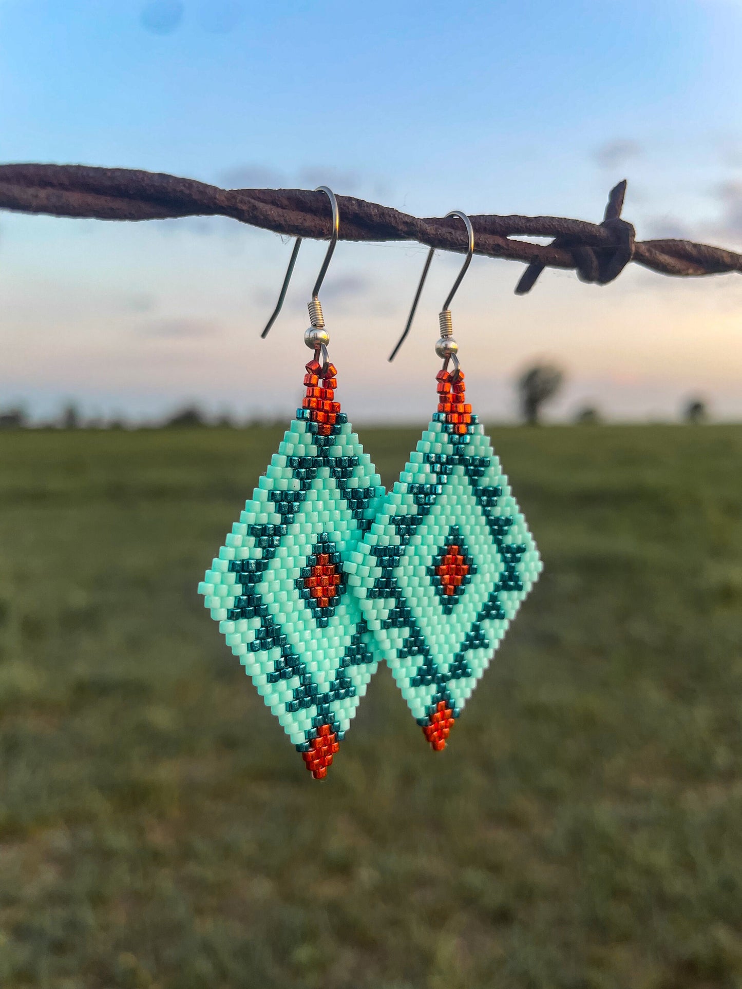 "Vera" Turquoise and Copper Southwestern Beaded Earrings